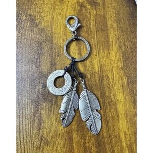 American Eagle Keychain‎ Y2K Feather Charm Boho Western Silver Tone Clip